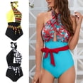 thumbnail image 2 of ZPAQI Womens Cut-out Bathing Suit Floral Print Swimwear One-Piece Swimsuit Beachwear, 2 of 14