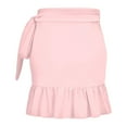 thumbnail image 3 of XIAONU Wrap Mini Skirt For Women Ruffled Edge Tie-Accented Cute Skirts Beach Swimwear Cover-Up Vacation Skirt, 3 of 4