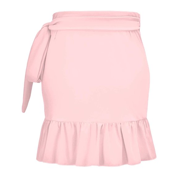 Vedolay Skorts Skirts For Women Women's Drawstring Elastic Waist Dolphin Hem Stretch Pocket Midi Skirt,Pink M