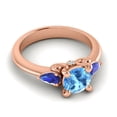 thumbnail image 3 of 2.50 Carat Round Cut Blue Topaz & Blue Sapphire Gemstone Elegant Bridal Ring for Women Solid 18K Rose Gold Size 11 by Diamond-Capitals, 3 of 8
