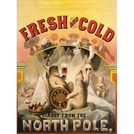 A Hoen & Co Fresh & Cold Lager Beer direct from the North Pole c1877 Stretched Canvas -  (18 x (Best Lager Beer In The World)