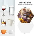 thumbnail image 6 of Pofeuu Cute Cat Sunflower Print Coasters for Drinks, 4Pack PU Leather Coasters, Bar Drink Coasters for Tabletop Protection, Furniture from Damage-Hexagon, 6 of 6