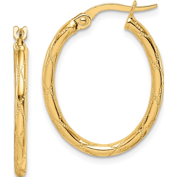 14K Yellow Gold Hoop Earrings (22.8 X 2) Made In Italy tf1467