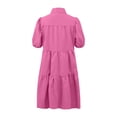 thumbnail image 5 of Dolkfu Retro Going Out Dresses Collared Mini Short Sleeve Pink Dresses Modern Solid Relaxed Fit Refined Shirt Dress Hot Pink,Xl, 5 of 6