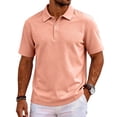 thumbnail image 2 of Zimjoy Men's Golf Polo Shirts Moisture Wicking Quick Dry Performance Short Sleeve Business Casual Shirt Stretch Athletic Fit Golf Polo Pink L, 2 of 9