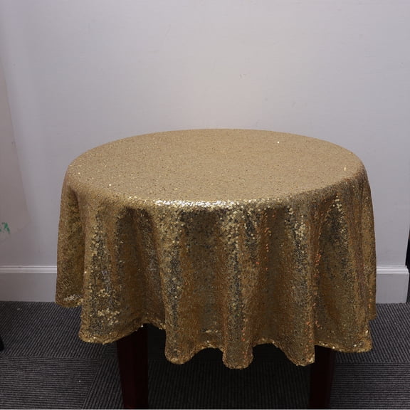 WHAMVOX Sequin Table Cover Round Runner Quinceanera Tablecloths Golden