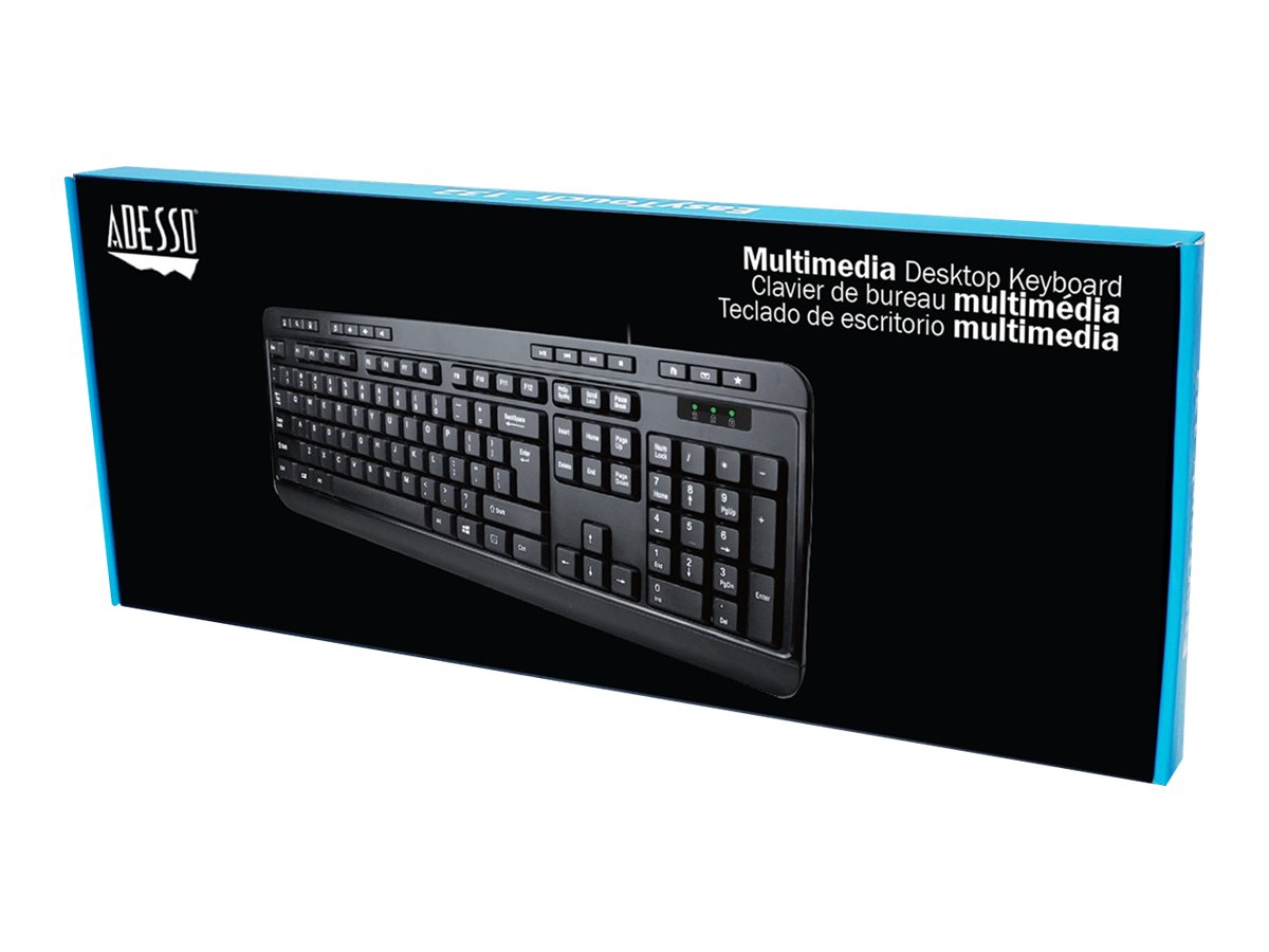 Adesso Multimedia Desktop AKB-132UB Keyboard USB QWERTY US 