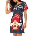 thumbnail image 2 of Easygdp Cute Christmas Gnomes (2) Camisón de manga corta para mujer, informal, estampado, 2 of 6