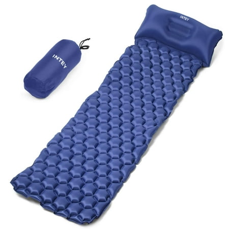Reactionnx Inflatable Sleeping Pad Pillow Air-Cells Design Lightweight 2.4 inch Compact Mat Hiking Camping