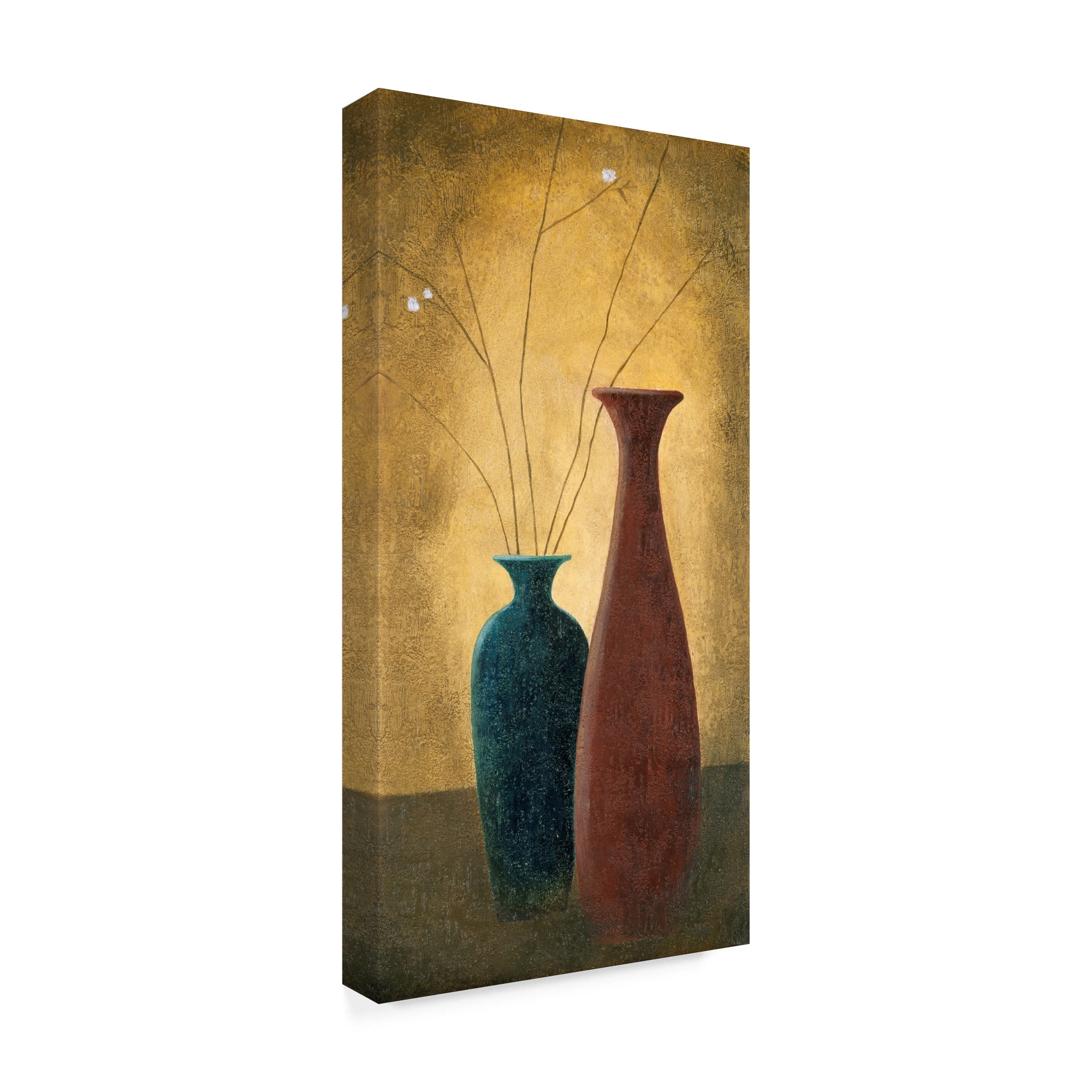 Trademark Fine Art 'Two Slender Vases And Flowers' Canvas Art by Pablo Esteban