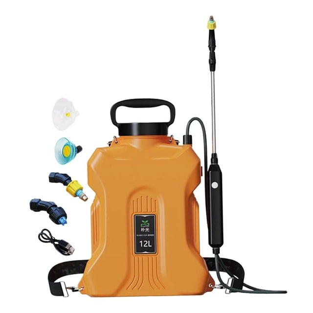 Pulverizador eléctrico de jardín, , 12 L, fácil de usar, pulverizador de agua de gran capacidad, varilla retráctil para pulverizar plantas. Naranja