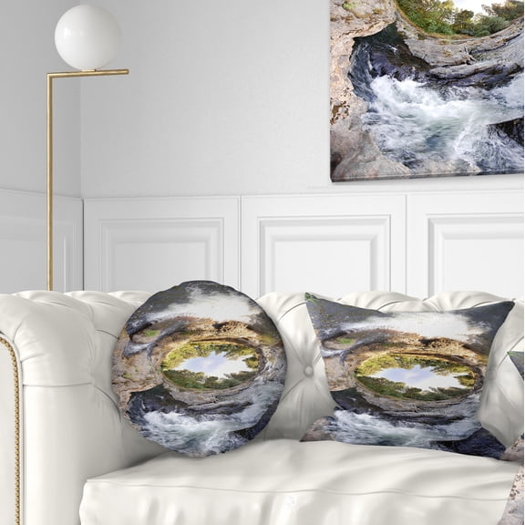 Designart Wild River Tube - Landscape Photography Throw Pillow - 12x20
