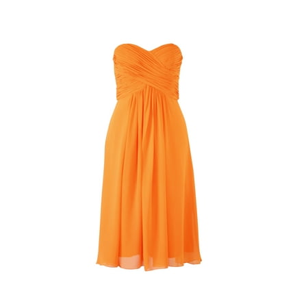 Faship Womens Elegant Strapless Pleated Sweetheart Neckline Formal Dress Orange - 12,Orange