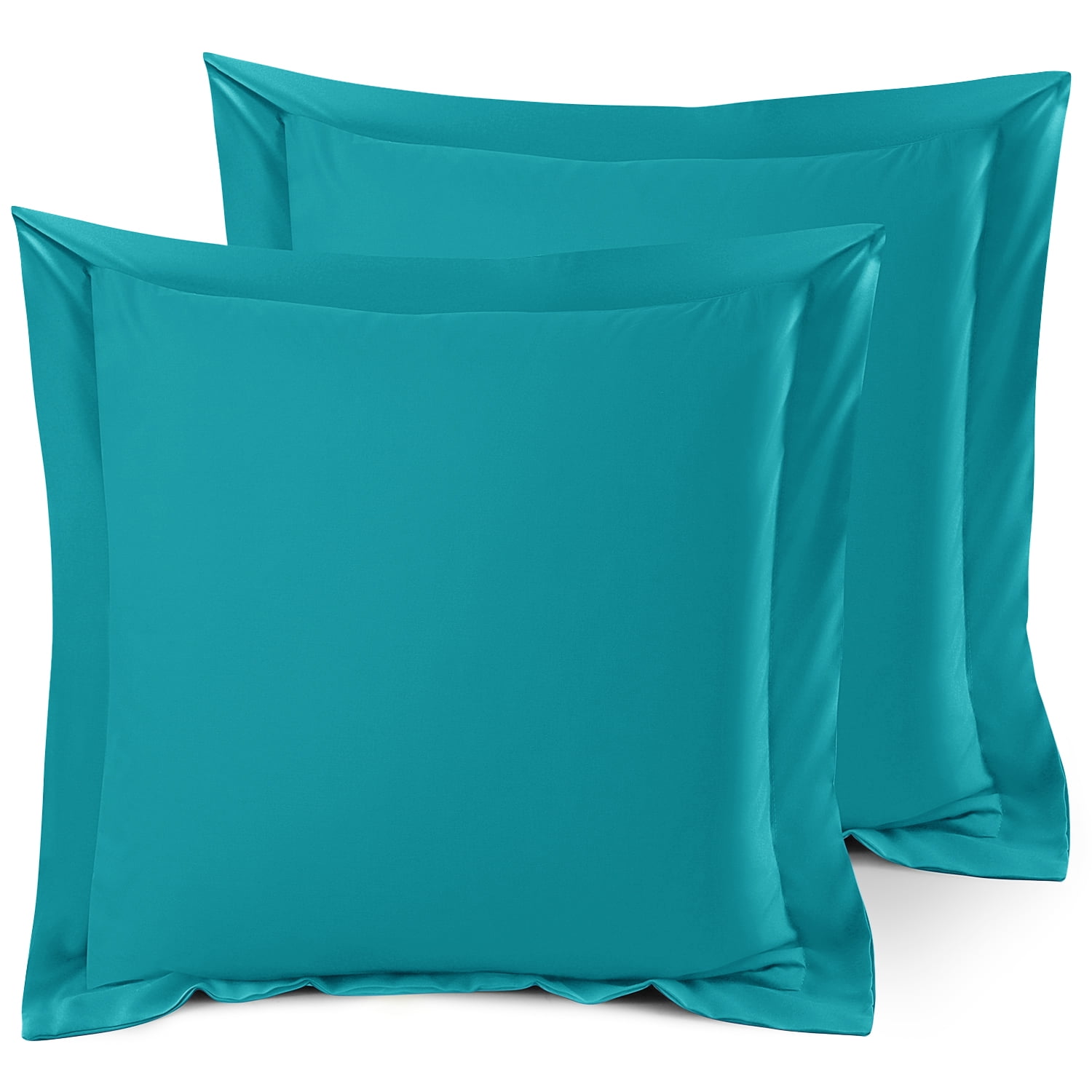 Set of 2 Euro 26"x26" Size Pillow Shams Teal, Hotel Luxury Soft Double Brushed Microfiber