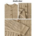 thumbnail image 6 of Womens Long Sleeve Button Up Knit Cardigan Crewneck Button Down Sweaters for Women Khaki L, 6 of 7