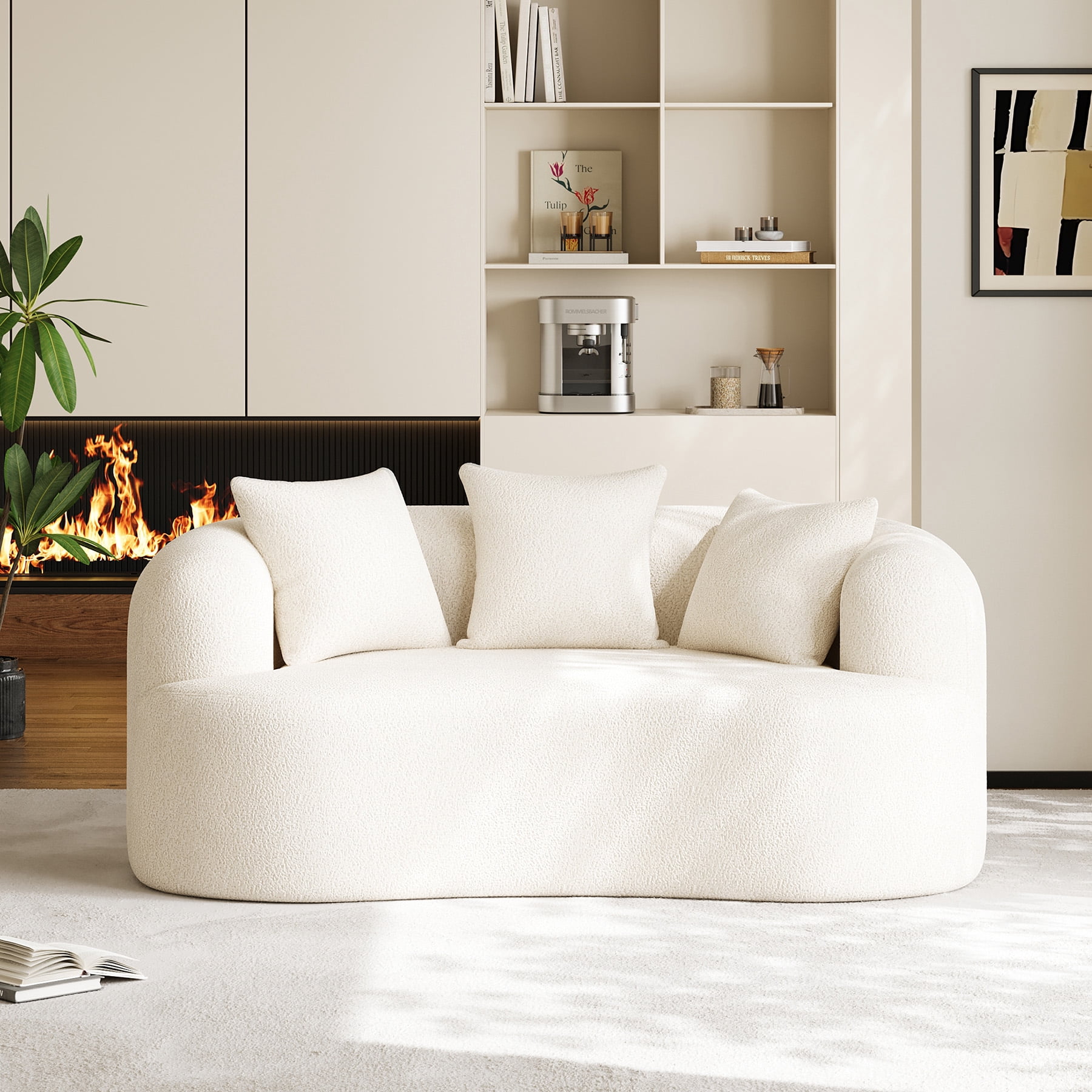 Wiilayok 68.5" Modern Chenille Sofa,Curved Sofa with Deep Seat,Cloud Compression Sofa Couch for Living Room,No Assembly,Beige