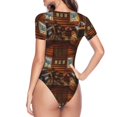 thumbnail image 4 of Gaeub Log Cabin Inside Women'S Short Sleeve One Piece Swimsuit Sexy High-Waisted Bodysuit For Swimming, Beach, Sports - Large, 4 of 9