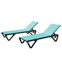 Lounge Chair Outdoor Set of 2, Aluminum Plastic Patio Chaise Lounge with 5 Position Adjustable Backrest and Wheels, Pool Chaise Lounge for Outdoor, Beach, Yard, Pool, Lake Blue