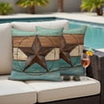 thumbnail image 2 of Outdoor Pillow Cover Farmhouse Star Wood Set of 2 Waterproof Throw Pillowcases Retro Country Style Decorative Patio Furniture Pillows for Couch Garden Indoor & Outdoor Use, 2 of 9