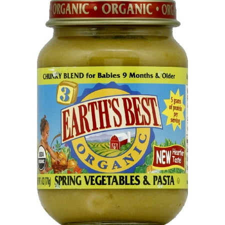 Earth's Best Organic Baby Food Stage 3 Spring Vegetables and Pasta, 6 Oz