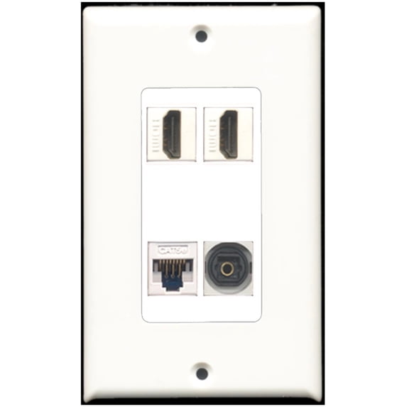 Ultra Spec Cables 2 Port HDMI 1 Port Toslink 1 Port Cat5e Ethernet Wall Plate DecorZ