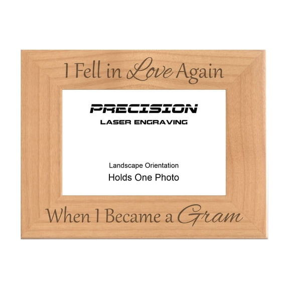 PrecisionNC Engraving Gift for Grandma Fell in Love Again When I Became a Gram Engraved Natural Wood Picture Frame 4x6 Landscape
