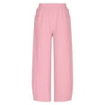 thumbnail image 5 of Xunlbb Women's Casual Wide Leg Pants Women Solid Color Cotton And Linen Pocket Elastic Waist Loose Casual Wide Leg Pants Gift for Her, S-2XL, 5 of 9