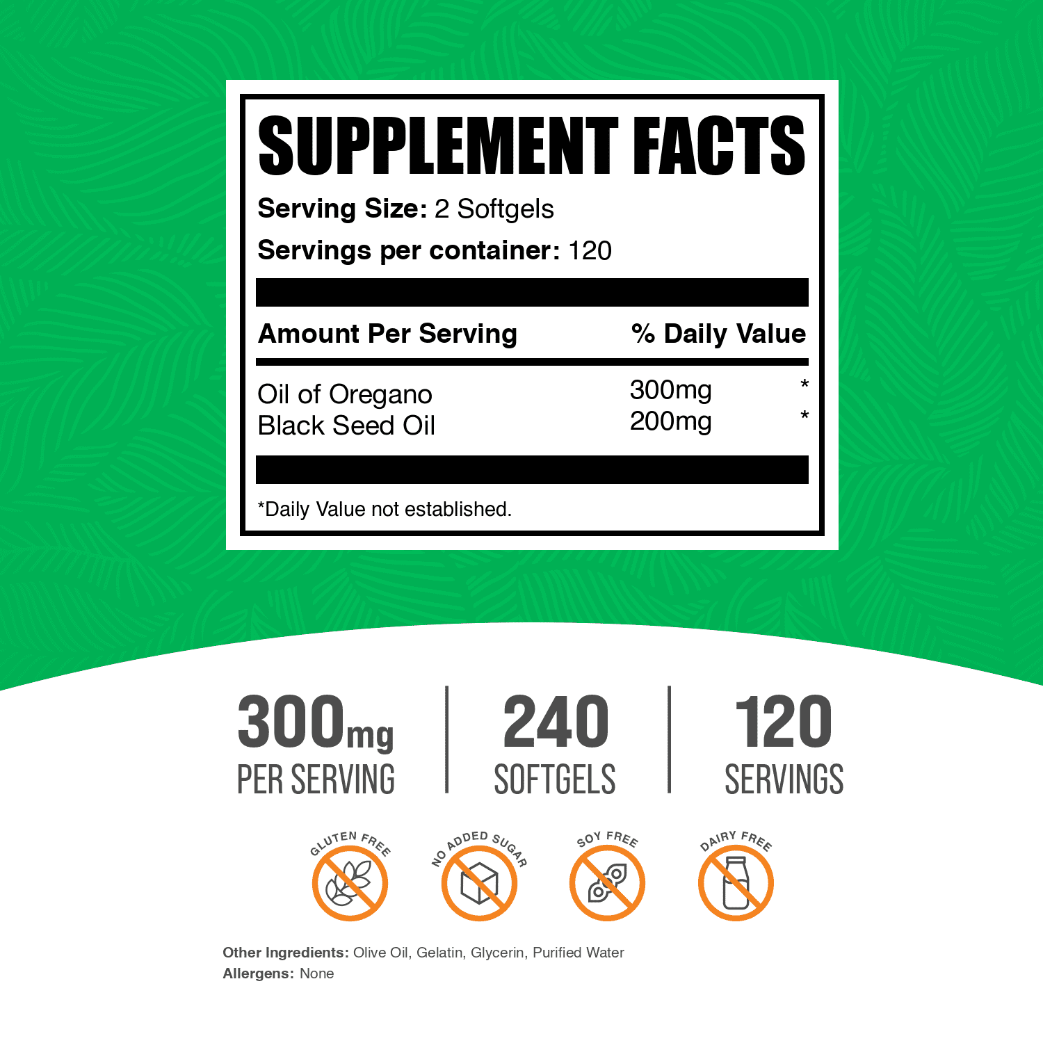 BulkSupplements Oil of Oregano with Black Seed Oil Softgels - Herbal Supplement - 240 Softgels (120 Servings)