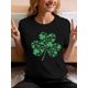 thumbnail image 1 of Women's St. Patrick's Day Clover Print T-Shirt - Casual & Versatile, White Knit Round Neck Tee with Green Four-Leaf Clover Design, Machine Washable, All-Season Comfort Fit, 1 of 7