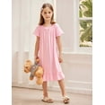 thumbnail image 3 of Arshiner Girls Pjs Dress Soft Sleepshirts Squre Neck Short Sleeve Night Shirt Loose Comfy Pajama Sleepwear, 3 of 8