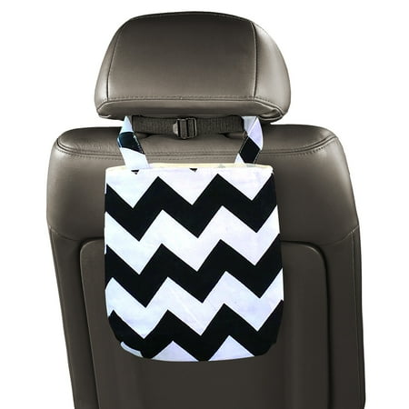 Auto Trash Bag Black Chevron