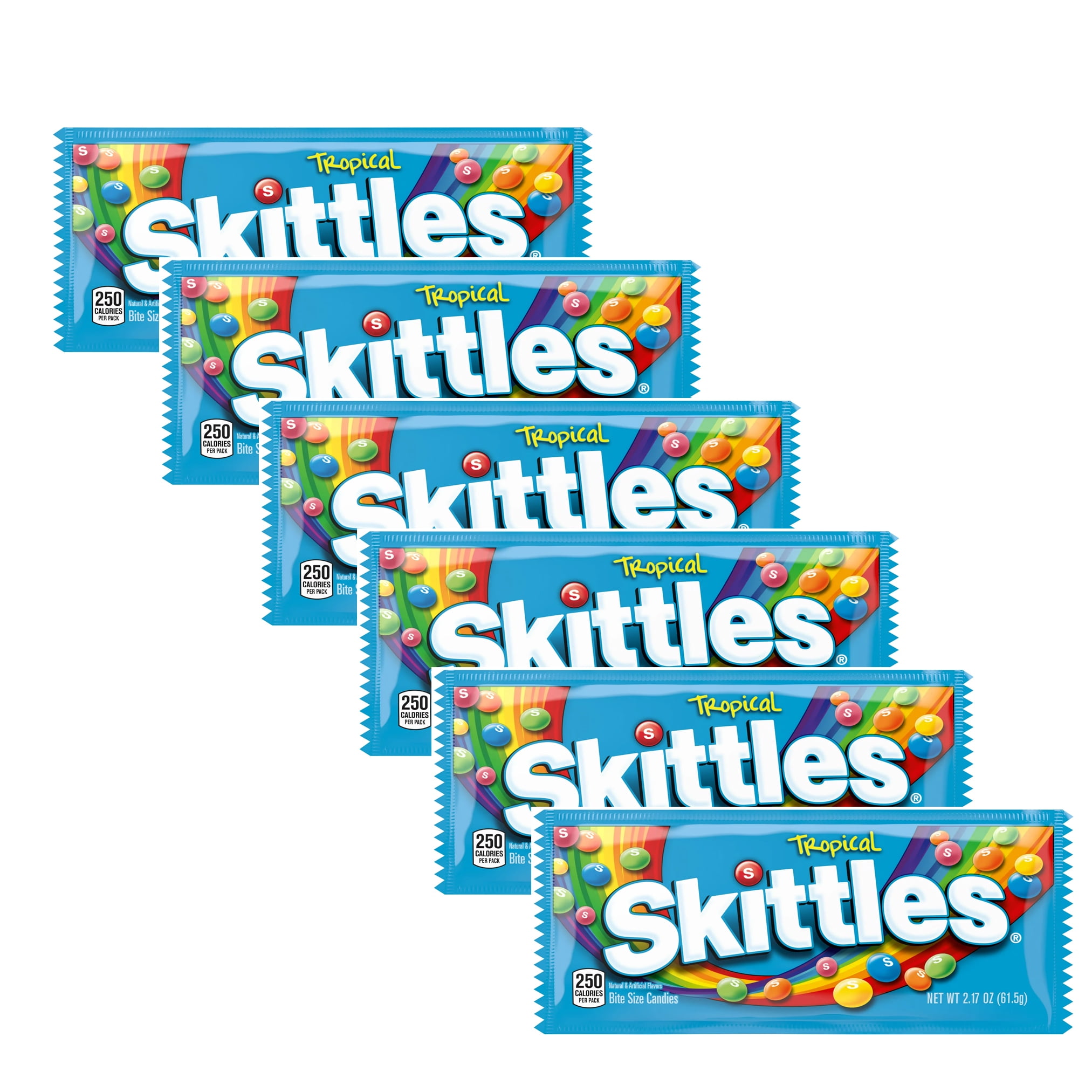 Skittles Tropical Gummy Candy, Full Size 2.17 oz (Pack of 6