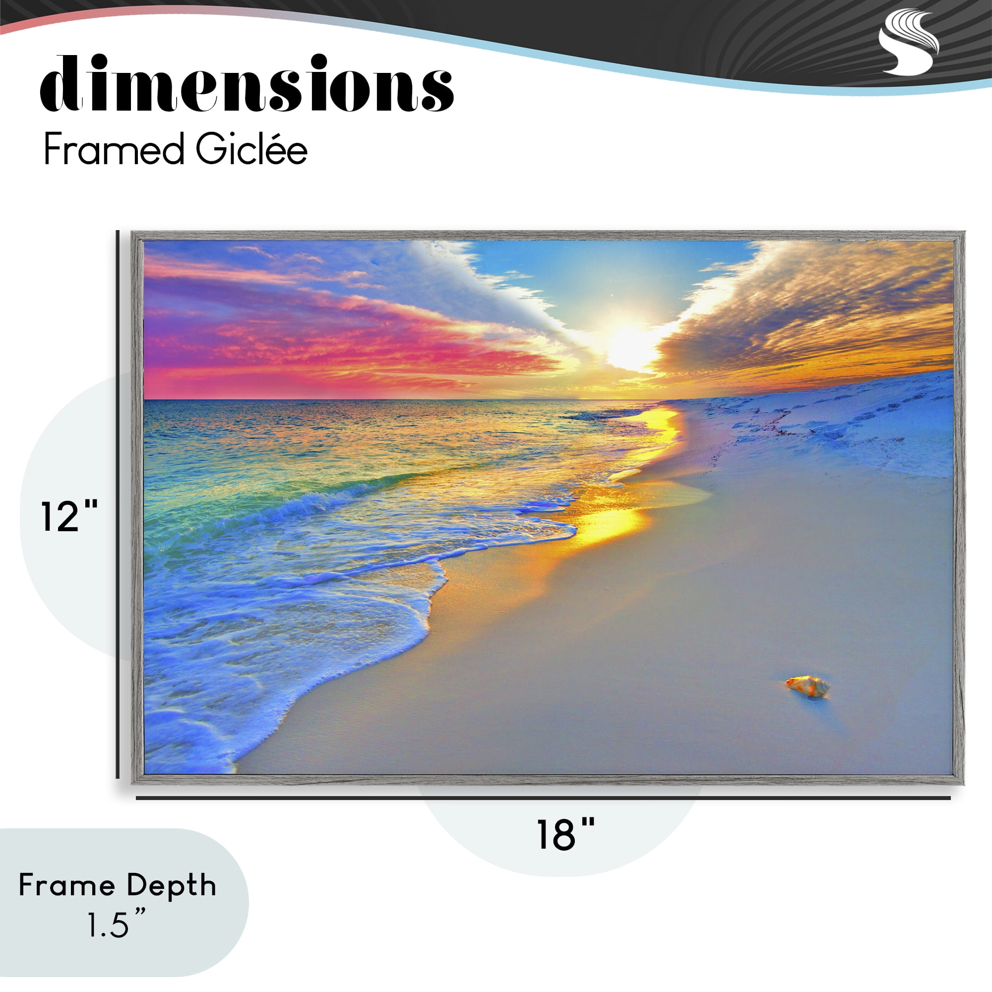 Stupell Industries Prismatic Rainbow Sunset Beach Gray Framed Giclee Art, design by Eszra Tanner
