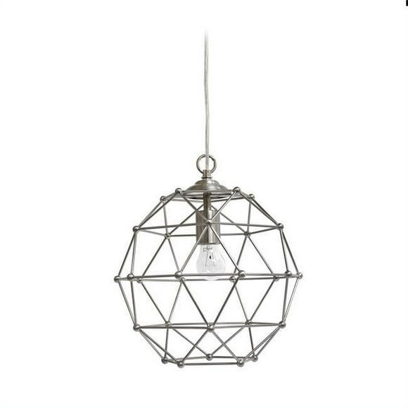 Elegant Designs 1 Light Hexagon Industrial Rustic Pendant Light, Brushed Nickel