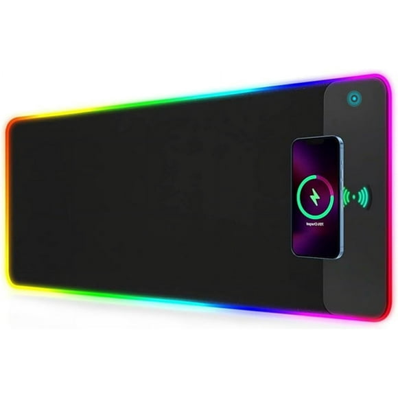 Wireless Charging RGB Gaming Mouse Pad LED Mouse Pad xxMM Light Modes Extra Large Mousepad Rubber Base RGB Desk Mat for Gaming MacBook PC Laptop Desk\u