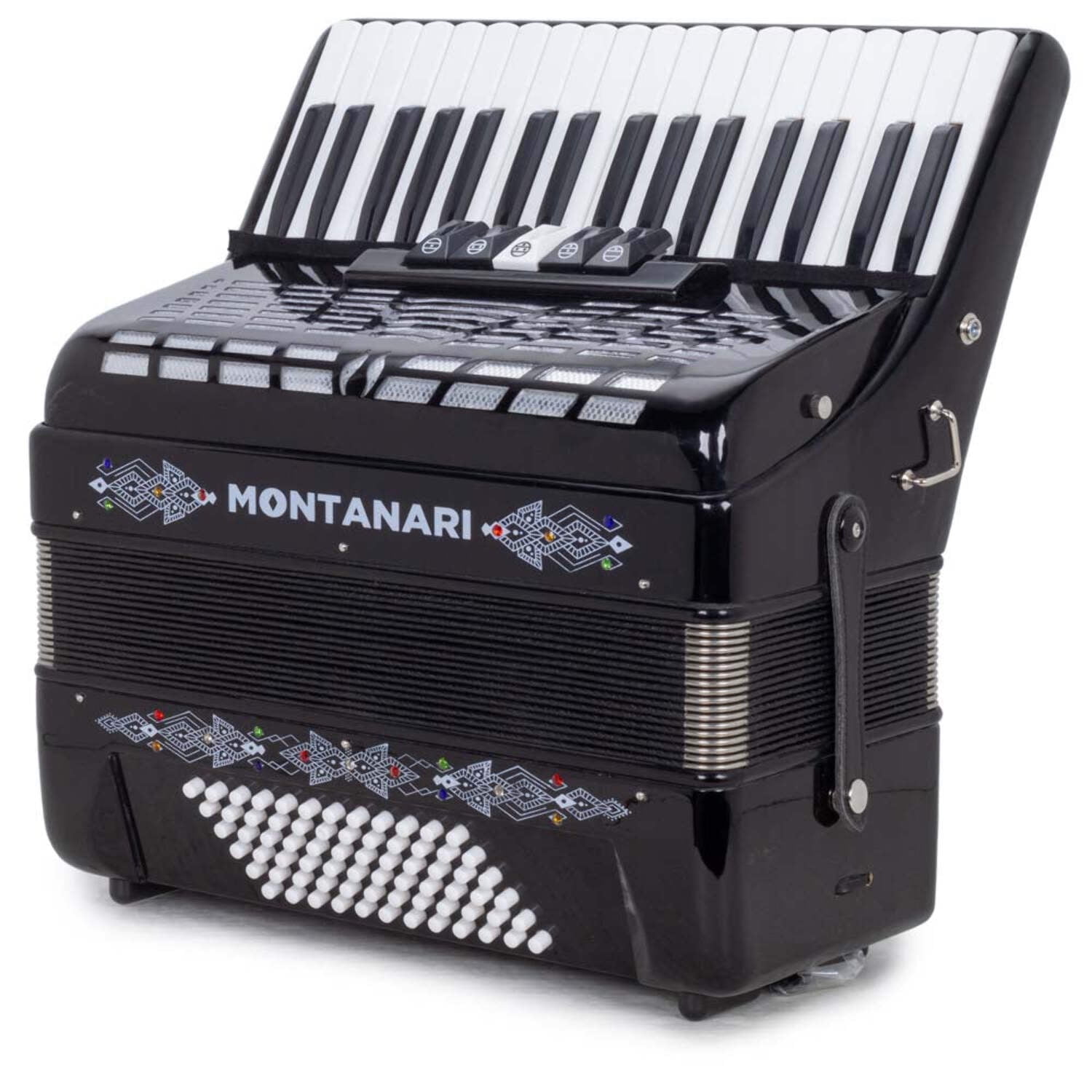 Montanari Piano Accordion 72 Bass 34 Keys 5 Switches, Black