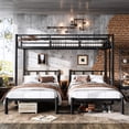 thumbnail image 2 of Bellemave Triple Bunk Bed Frame,3 Twin Size Bunk Bed Can Be Separated into 3 Single Beds for Bedroom，Metal Triple Bed Built-in Shelves for 3 (Black), 2 of 9