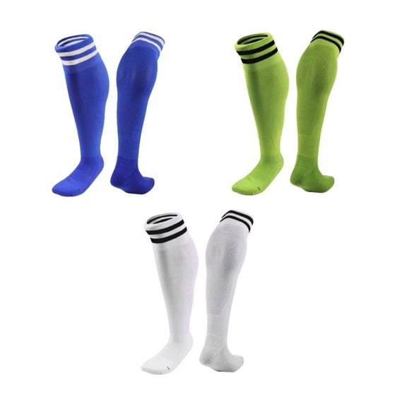 Lian LifeStyle 3 Pairs Knee High Sports Socks for Soccer, Softball, Baseball, Soccer, and Many Other Sports XL002 Size M Blue,Green,White