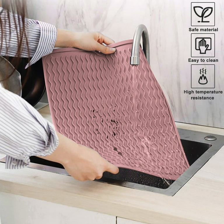  RECER Silicone Dish Drying Mat, Heat-resistant Drying Mat for  Kitchen Counter, Easy to Drain and Clean,Eco-friendly, Non-Slip, Counter,  Sink, or Bar: Home & Kitchen