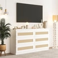 thumbnail image 3 of 6 Drawer Double Dresser for Bedroom, Rattan Dresser with Smooth Mental Slide, Modern Wood Chest for Closet, Living Room, Hallway, White, 3 of 8