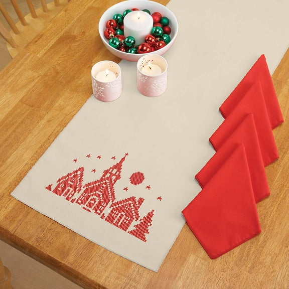 Herrschners® Christmas Blessings Table Runner & Napkins Stamped Cross-Stitch