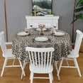 thumbnail image 2 of Black and Tan Leopard Print Round Tablecloth 60"x60",Wrinkle Wipeable Table Cloth for Kitchen Dining Room Picnic Patio Party, 2 of 6