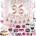 thumbnail image 4 of 96th Birthday Decoration Rose Gold with Silver Curtain, 96 Party Supplies, 96th Sash, 96 Cake Topper, 96th Photo Props, Confetti Balloons, 4 of 4