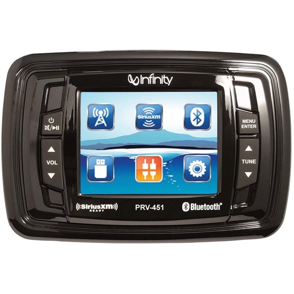 Infinity INFPRV451 200W 4-Channel Dash Mount AM/FM Marine Radio with Bluetooth, SiriusXM Satellite Ready, New 1 Pack