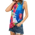 thumbnail image 5 of Women Crew Neck Twisted Hem Tie Dyed Print Tank Top, 5 of 7