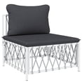 thumbnail image 3 of vidaXL 9 Piece Garden Lounge Set with Cushions White Steel, 3 of 5