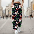 thumbnail image 2 of Women Christmas Outfit Women's Casual Christmas Print Baggy Sweatpants with Pocket Ankle Strap High Waisted Design for Festive Comfort Blue S, 2 of 4
