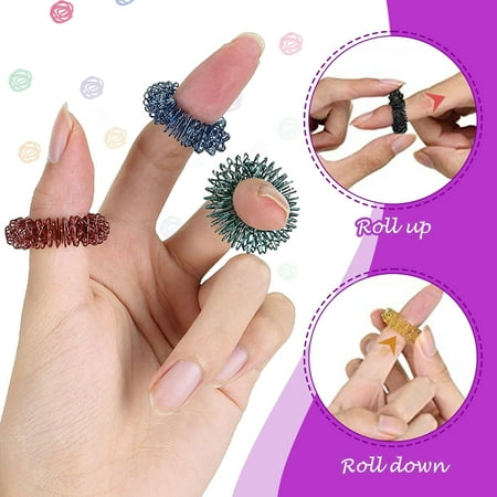 WEPSEN Spiky Sensory Rings, 10 Pack, Stress Relief Fidget Sensory Toys, Fidget Rings, Fidget Ring for Anxiety, Stress Relief Rings, Massager for Fidget ADHD Autism, Silent Stress Reducer Ring