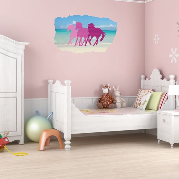 Watercolor Decal Living Room Wall Decal for Family Outdoor Scene Sea Background Art Design Cute Themed Room Décor - Size: 10 In x 6 In