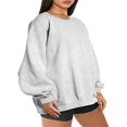 thumbnail image 2 of Women Sweatshirt  Long Sleeve Crew Neck Solid Loose Fall Pullover Tops for Casual Daily Gray S, 2 of 5